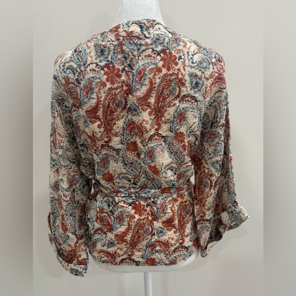 Cuesta Blanca 3/4 Sleeve Floral Print Kimono Blouse Size 44/46 L NWT - Picture 3 of 7